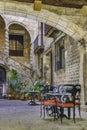 Antique Building Courtyard, Gothic District, Barcelona, Spain Royalty Free Stock Photo