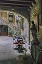 Antique Building Courtyard, Gothic District, Barcelona, Spain Royalty Free Stock Photo