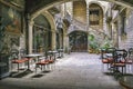 Antique Building Courtyard, Gothic District, Barcelona, Spain Royalty Free Stock Photo