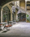 Antique Building Courtyard, Gothic District, Barcelona, Spain Royalty Free Stock Photo