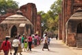 Antique building gate entrance to Thiri Zaya Bumi Bagan Golden Palace for burmese people foreign travelers travel visit at Bagan