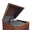 Antique cabinet phonograph isolated. Royalty Free Stock Photo
