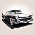 Classic Cadillac Car: Black And White Vector Art