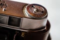 Antique Camera with Leather Holster on Marble Background