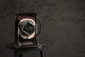 Antique camera on a old wall with copy space in a  grunge look Royalty Free Stock Photo