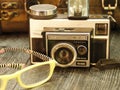 Antique camera, 1960, 70s  instamatic, crank, roll film Royalty Free Stock Photo