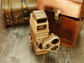 Antique camera, 1940s 50s instamatic, crank, roll film