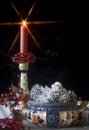 Antique Candlestick & Bowl - Christmas Royalty Free Stock Photo
