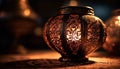 Antique candlestick holder illuminates old fashioned arabic design generated by AI