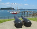 Antique cannons in historic Bar Harbor