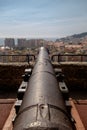 Antique canon barrel aiming at Monaco Royalty Free Stock Photo