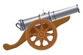 Antique canon with wheels weapon cartoon Royalty Free Stock Photo
