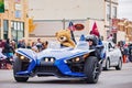 Antique car driving in Cowboy Christmas Parade