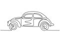 Antique car. One line drawing. Vintage and classic vehicle, vector illustration minimalism. Continuous single hand drawn sketch