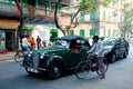 Antique car stoped on the road