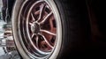 Antique car whitewall tire Royalty Free Stock Photo