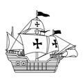 Antique caravel ship navigation icon Royalty Free Stock Photo