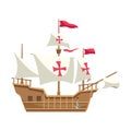 Antique caravel ship navigation icon Royalty Free Stock Photo