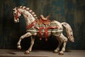 antique carousel horse with chipped paint details