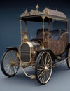 Antique Carriage on a blue background. 3d Rendering Royalty Free Stock Photo