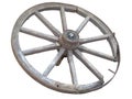 Antique Cart Wheel made of wood and iron-lined isolated over white Royalty Free Stock Photo