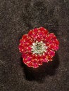 1938 Antique Cartier Flower Clip Brooch Design Gold Rubies Diamonds Jewelry Floral Fashion Accessory