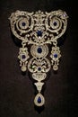 1907 Antique Cartier Jewelry Stomacher Brooch Platinum Diamonds Sapphires Luxury Lifestyle Jewels Design Royalty Free Stock Photo