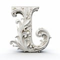 Antique Carved Letter J 3d Rendering With Ornamentalist Elements
