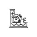 Antique cash register machine hand drawn outline doodle icon.