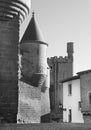 Antique castle battlement detail in Olite, Navarra in Spain Royalty Free Stock Photo