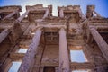 Antique Celsus Library in Ephesus, Turkey. Bottom view. Royalty Free Stock Photo