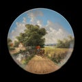 Antique ceramic plate depicting landscapes of france.