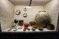 Antique ceramic vases, dishes and pottery in the museum of Casa do Infante in Porto