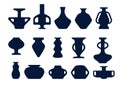 Antique ceramic vases shape silhouette set vector illustration