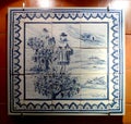 Antique Ceramics Retro Macao Azulejo Ancient Vintage Macau Wine Museum Portuguese Heritage Delft China Ceramic Tile Blue Porcelain Royalty Free Stock Photo