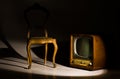 Antique chair and television Royalty Free Stock Photo