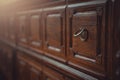 Antique chest of drawers with retro copper handle