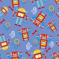 Antique children`s robots pattern.