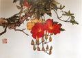 Antique Chinese Painting Campsis Grandiflora Flowers Flower Blossom Floral Bird Brush Paintings Watercolor Nature Plants Prints