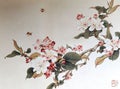 Antique Chinese Painting Malus Micromalus Flowers Flowers Flower Blossom Floral Bird Brush Paintings Watercolor Sign Seal Chop