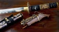 Antique Matchlock Pistol and Samurai Sword. Royalty Free Stock Photo