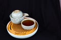 Antique Chinese tea cup set with black background Royalty Free Stock Photo