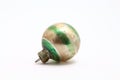 Antique Christmas green and gold striped ornament