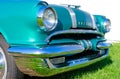 Antique classic 1955 Pontiac car hood closeup Royalty Free Stock Photo