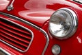 Antique classic red car front part detail. Vintage background Royalty Free Stock Photo