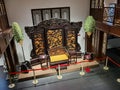 Antique Classical Chinese Furniture Collection Throne Screen Table Fan China Red Sandalwood Museum Hengqin Zhuhai Greatere Bay