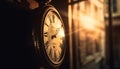 An antique clock face with elegant chrome hands and bell generated by AI Royalty Free Stock Photo