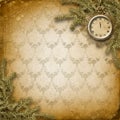 Antique clock face with lace and firtree