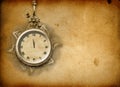 Antique clock face with lace and firtree Royalty Free Stock Photo