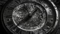 Antique clock face, minute hand, black and white generated by AI Royalty Free Stock Photo